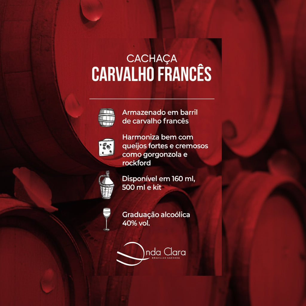 CACHAÇA CARVALHO FRANCÊS ONDA CLARA 500 ML