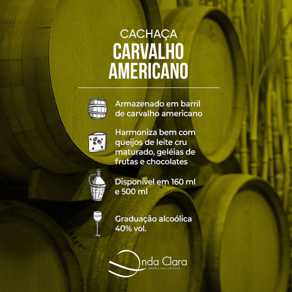 CACHAÇA CARVALHO AMERICANO ONDA CLARA 500 ML