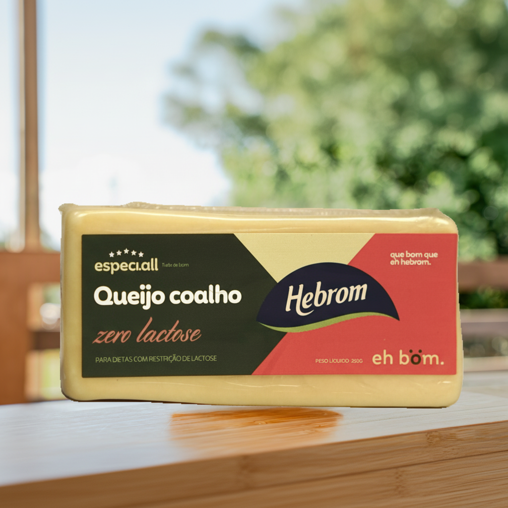 QUEIJO COALHO ZERO LACTOSE HEBROM BARRA (APROX. 250G)