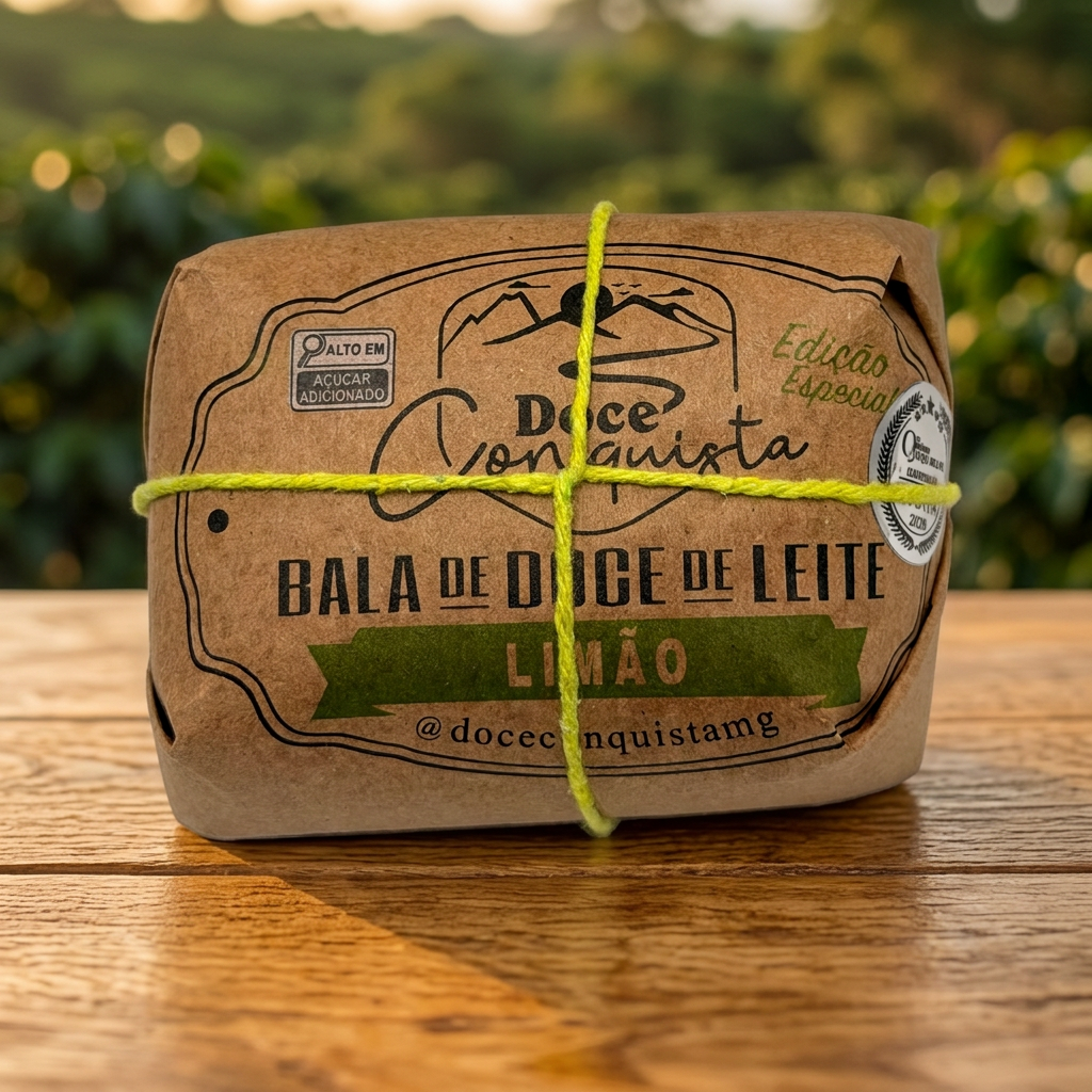BALA ARTESANAL DE DOCE DE LEITE COM LIMÃO 300G