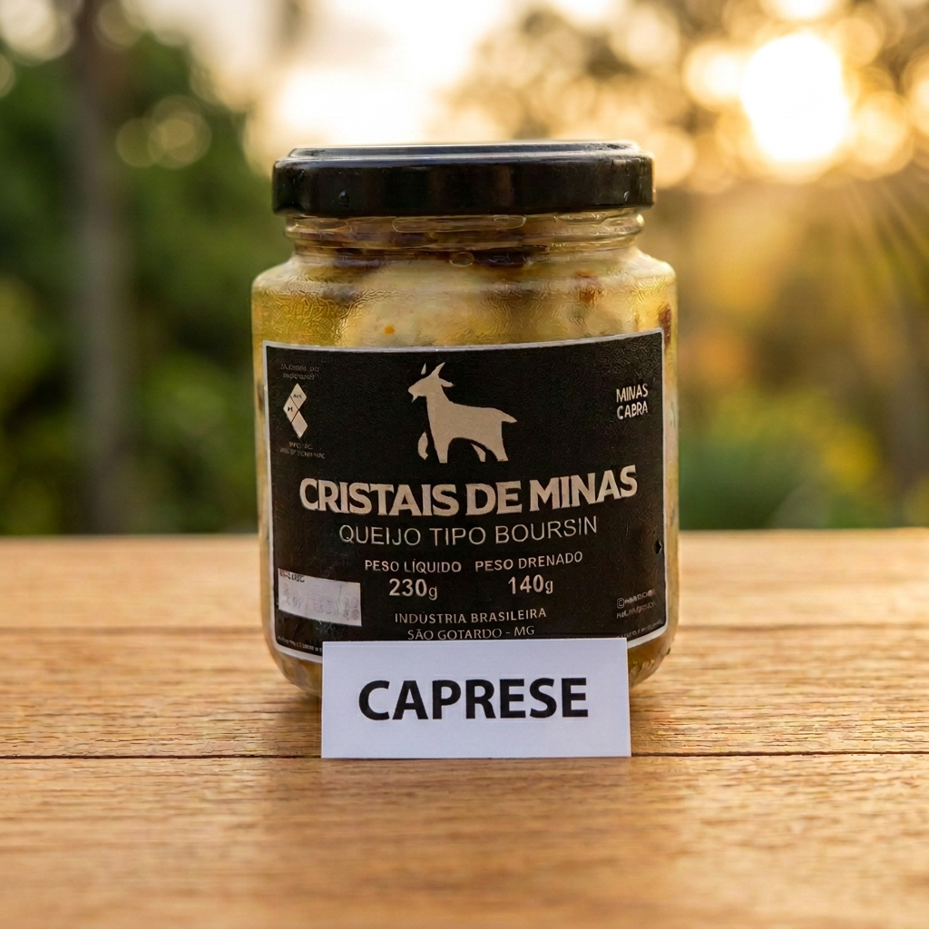 QUEIJO DE CABRA CRISTAIS DE MINAS CAPRESE POTE 140G